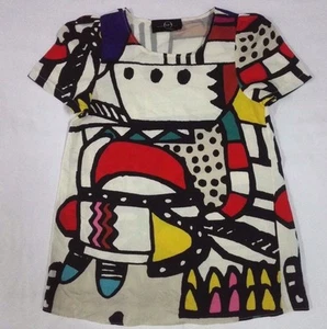 McQ ALEXANDER McQUEEN Blouse Dress Shirt Top Tank Pop Art Colorful Design - Picture 1 of 7