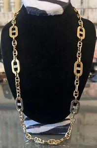 Ann Taylor goldfarbene Kette lange Knebel Halskette mit klaren quadratischen Strasssteinen Neu mit Etikett - Bild 1 von 13