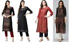 Indian Women Kurta Kurti Black Printed Top Tunic Ethnic Dress Pakistani Style 