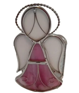 Stained Glass Angel With PINK, Votive / Tea Light CANDLEHOLDER EUC - Picture 1 of 5