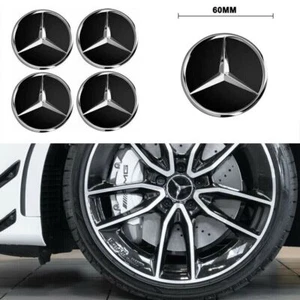 4pcs Hub Cover 60mm Matt Black For Mercedes Logo Emblem Rim Wheel Center - Bild 1 von 2