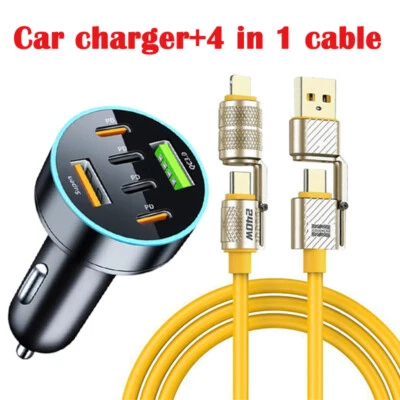 4-In-1 240W Super Fast Charging Cable Charger Data Cord Usb-C For iPhone Samsung - Image 1 of 4