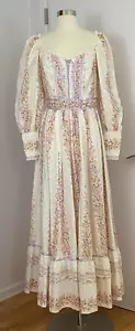 Vintage Maxi Prairie Dress Floral Gunne Style - Picture 1 of 13