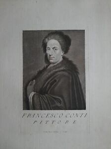 Portrait de " Francesco Conti " Peintre Florence Acquaforte 1731-1766 .roma