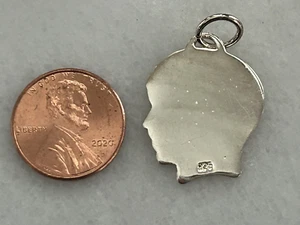 Vintage Sterling Silber 925 Junge Profil Silhouette gravierbar Charm Anhänger - Bild 1 von 1