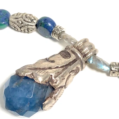 Ожерелье новый лазурит лунный камень кианит бисером амулет Тибет ручной работы 16» - Изображение 1 из 4