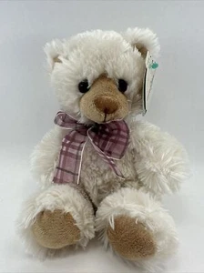 First and & Main "Maxine" #1414 Sitting Teddy Bear Purple Bow Furry Plush 7" - Picture 1 of 8