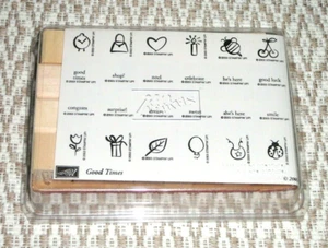 Stampin Up "Good Times" Rubber STAMP SET of 28 Words and Phrases Scrapbooking - Imagen 1 de 7