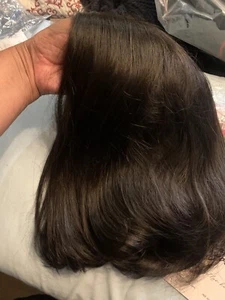 12" 4x4 Lace Front Schwarz Glatt Echthaar Perücke 150% Dichte - Bild 1 von 9