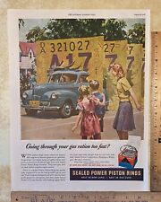 Vintage Print Ad Piston Rings Blue Car Gas Rations Buy War Bond 1940s 13.5x10.25