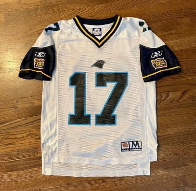 Camiseta Reebok NFL Carolina Panther Super Bowl Blanca #17 Jake Delhomme Talla YM  Foto 1 de 4