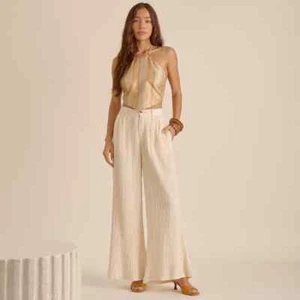 SAVANNAH MORROW Clover Halter Top Shirt Womens Small Tan Orange Silk NWT - Picture 1 of 16