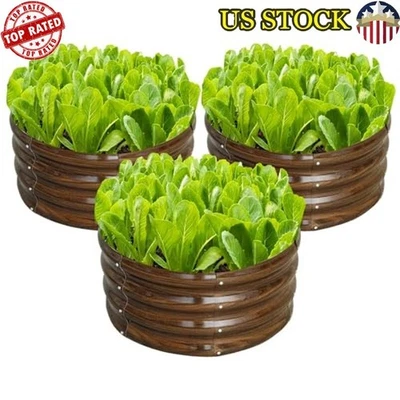 Galvanized Round Raised Garden Bed Kit 2x2x1ft Outdoor Metal Planter Box New - Image 1 of 4