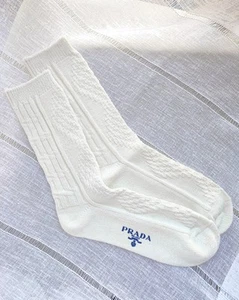 Unique pattern Prada cream Soft Socks NWOT - Picture 1 of 4