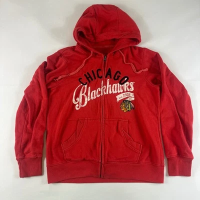 3 for her by Alyssa Milano Chicago Blackhawks Size L Red Zip Up Hoodie - Image 1 of 4