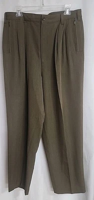 Pantalones plisados vintage Banana Republic para hombre 34R verde/marrón pantalones de pierna ancha Foto 1 de 4