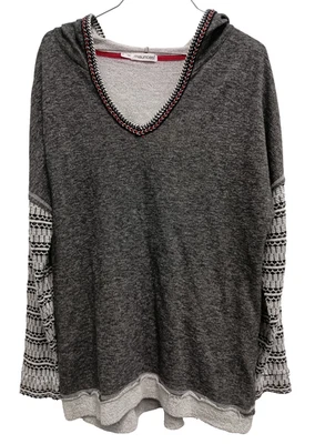 Maurices Hoodie Womens Size 1X Black Aztec Western BOHO Long Sleeve Pullover - Image 1 of 4