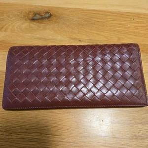 BOTTEGA VENETA Long Wallet Burgundy Bi-fold Wallet High Quality Pre-owned - Picture 1 of 6
