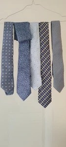 Krawattenset blau, 5 Stück, 1 Einstecktuch, reine Seide+Seide/Baumwollgemisch,  - Bild 1 von 6