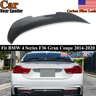 FOR 2014-20 BMW F36 4 SERIES GRAN COUPE 4DR CARBON LOOK PSM STYLE TRUNK SPOILER - Image 1 of 4