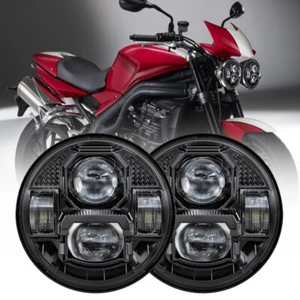 2X 5.75" Black LED Headlight For Triumph Speed/Street Triple Thunderbird Rocket3 - Picture 1 of 11