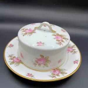 CH FIELD Haviland Limoges Pink Floral Cheese Tray Platter COVER Collectible - Picture 1 of 6