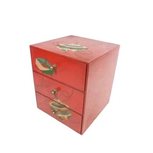 Vintage japanische Vintage Shu-nuri japanische Muster drei Schubladen kleine Kommode - Bild 1 von 11