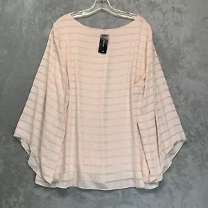 Top donna tunica Alfani 3X rosa chiaro foderato righe maniche svasate elegante casual - Foto 1 di 8