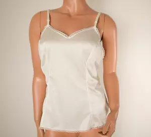 VANITY FAIR Elfenbein Cami Top Tank seidig Nylon verstellbarer Riemen Spitzenborte 38 - Bild 1 von 9