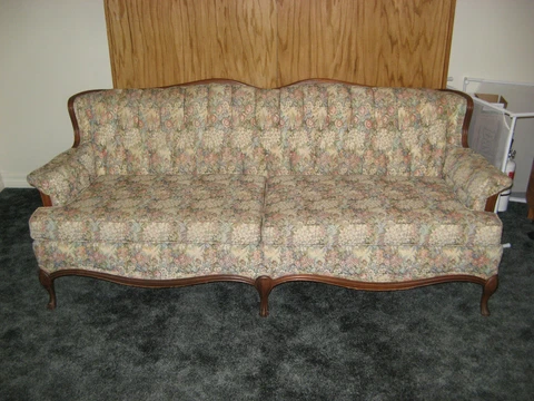 vintage couch sofa flowered white pink excellent condition 8' long Cover