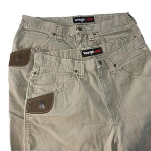 Wrangler Riggs Workwear Pants Ripstop Men 32x33 Khaki Utility Ranger Camp Hiking - Picture 1 of 17