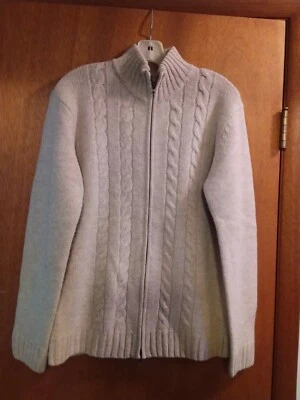 Timberland Hombres Lana Cremallera Completa Manga Larga Cárdigan Suéter Beige Talla M Foto 1 de 3