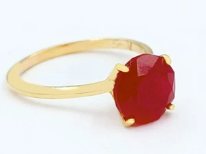 GENUINE 3.20 Cts RUBY SOLITAIRE RING 10K YELLOW GOLD - Free Appraisal Service - Picture 1 of 9