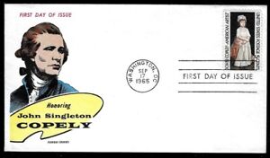 1273 5c Stamp (1965) THE JOHN SINGLETON COPLEY FDC By Captain Herman Fluegel !!