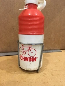 Vintage RED Schwinn insulated Bicycle Water Bottle VTG canteen original caps - Picture 1 of 9