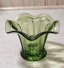 Vintage Art Deco Olive Green Davidson Glass Posy Vase - 8cm High