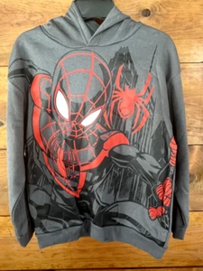 Marvel Spiderman Gray Hoodie Sweatshirt Size 8 Hooded Turbulence NEW - Picture 1 of 7