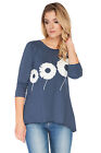 Womens Asymmetric Top Flowers Print T-Shirt Jumper Pullover Size 8-12 FT2110