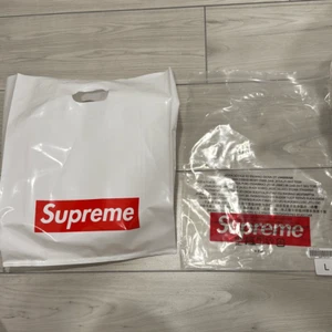 Supreme white plastic shopping bag with red box logo and clear bag with red supr - Picture 1 of 5