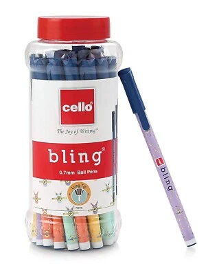 Bolígrafo Cello Bling azul pastel - Tarro de 25 | Escritura suave y diseño elegante Foto 1 de 4