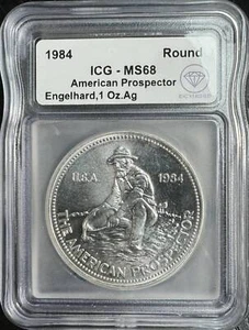 1984 IDC Verified 1 oz Engelhard Prospector Round ICG MS68 - Picture 1 of 2