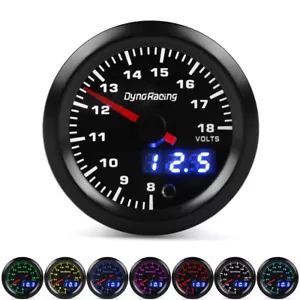2" 52mm Digital&Pointer 7 Color LED Car Volt Meter Voltmeter Voltage Gauge 8-18V - Picture 1 of 9