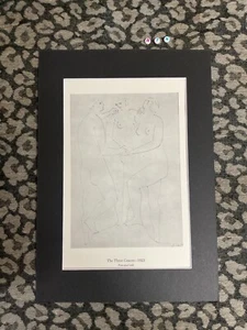 Vintage Art Sketch Print , Mounted , PABLO PICASSO , Two Women Three Graces - Picture 1 of 3