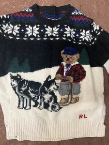 polo ralph lauren kids bear sweater Large - Picture 1 of 2