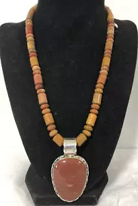 Gemstone Pendant Necklace 925 signed DTR China - Picture 1 of 12
