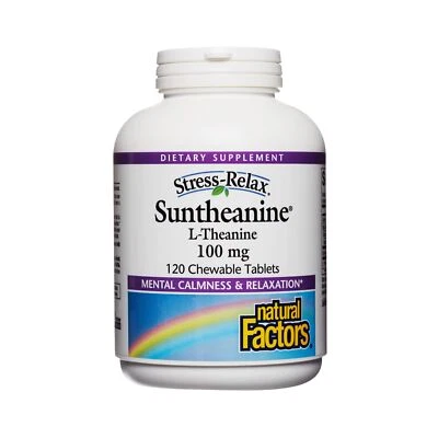 Stress-Relax Masticable Suntheanina L-Teanina 100 mg por Factores Naturales, Sin D... Foto 1 de 4