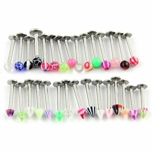 40 Chirurgenstahl 20 Kugeln & 20 Spike Top Labret Stäbe Lippenstab Stecker Körper Piercing - Bild 1 von 7