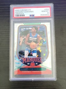 2020 PANINI CHRONICLES ANTHONY EDWARDS GREEN ICE MARQUEE RC ROOKIE #254 PSA 10