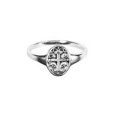 Ring Filigree Oval Cross Size 9 Silver