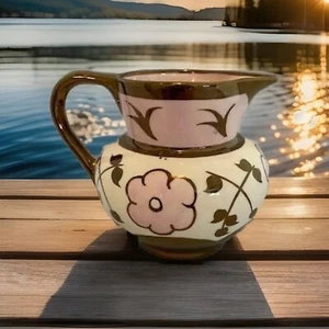Sandland Ware Staffordshire England Small Pitcher Pink Gold Floral No Damage - Picture 1 of 4